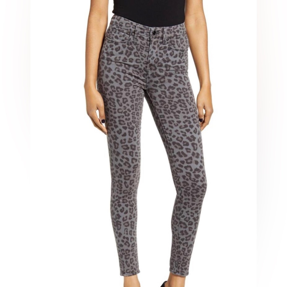 Good American Good Legs Cheetah Print High Rise Skinny Jeans Pants 2 / 26